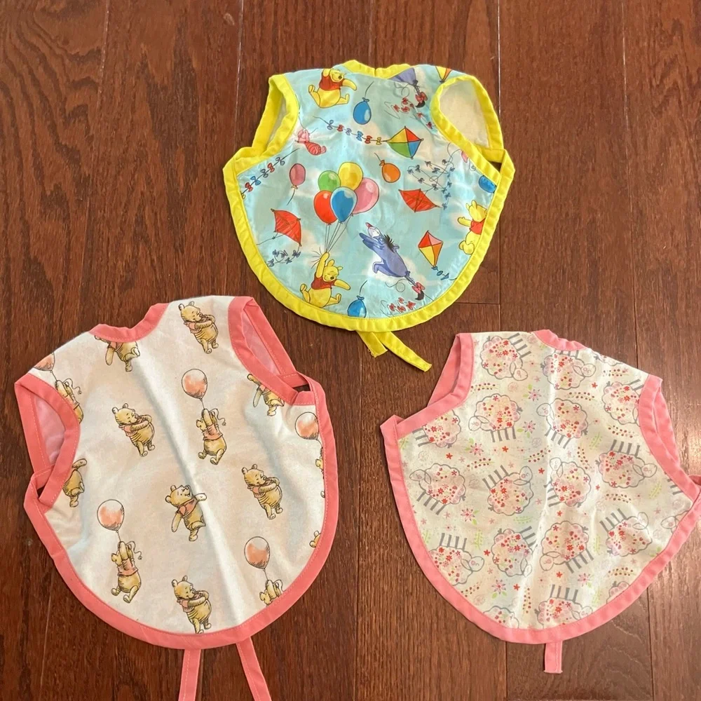 Handmade Winnie the Pooh Fabric baby bibs bundle